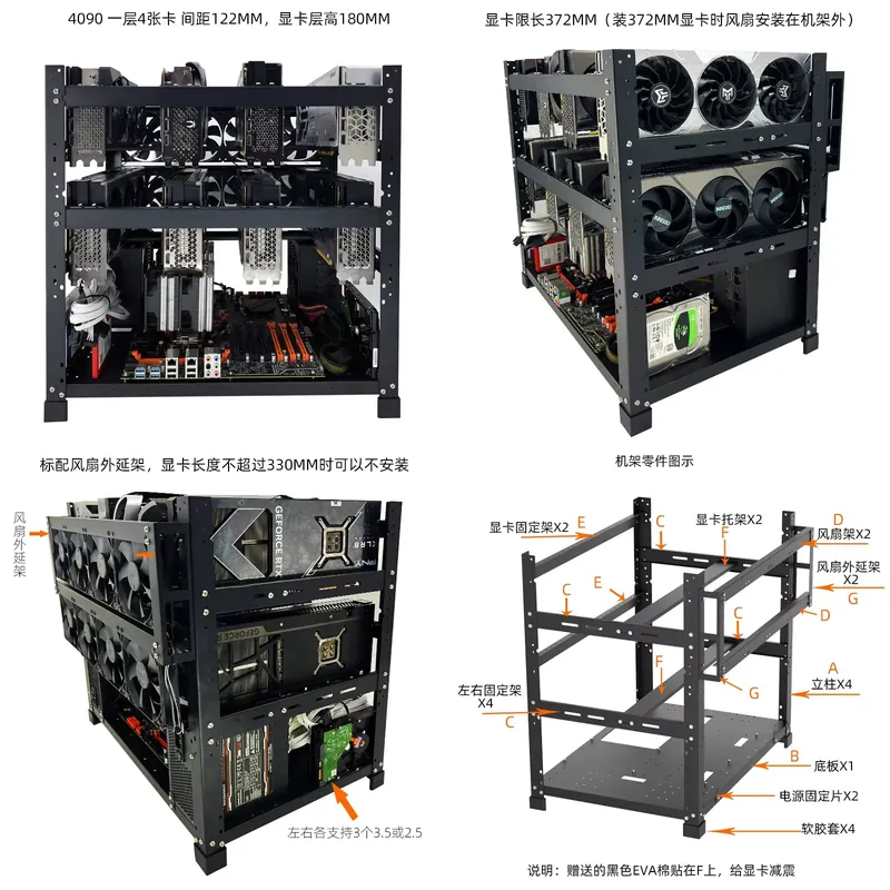 Gpu Mining Rig Frame 8 Gpu - Châssis de station de travail pour