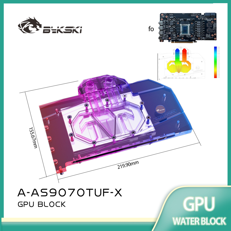 Rx 9070 Xt - Bykski bloc GPU pour ASUS Radeon