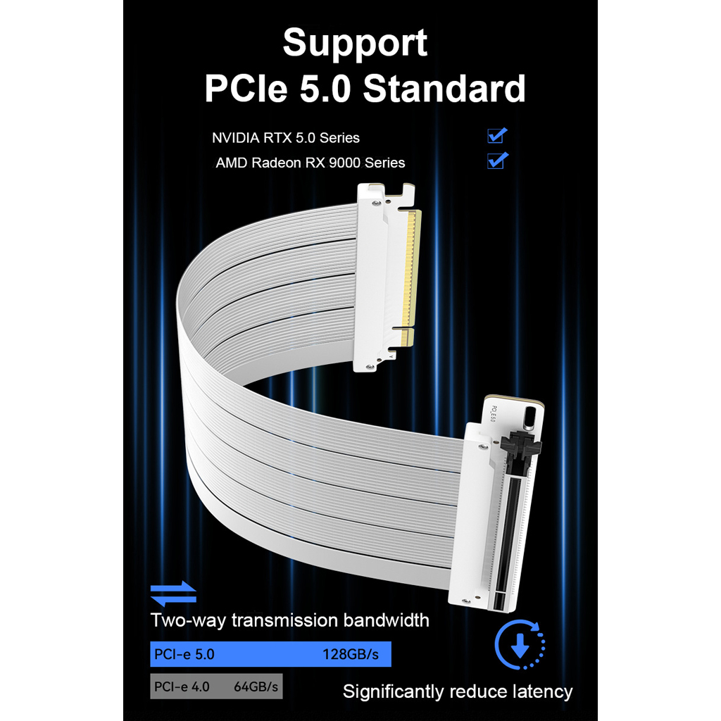 Pcie 5.0 Gpu Riser Cable - Câble d'extension de carte graphique verticale